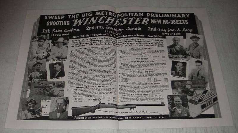 1938 Winchester HS-38EZXS Ammo and Model 52 Target Rifle Vintage Ad