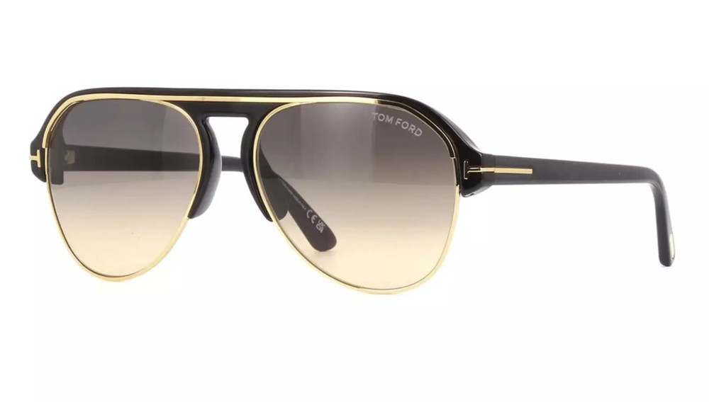 TOM FORD MARSHALL FT0929 01B Sunglasses Black Gold Frame Gray Gradient Lens 58mm