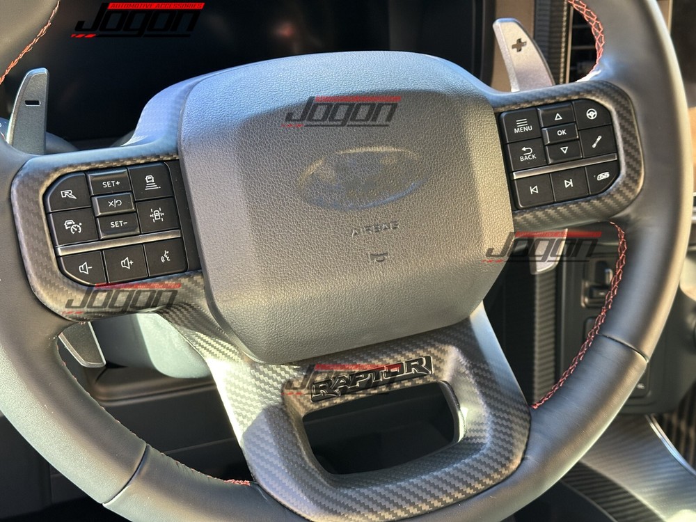 Matte Carbon Car Steering Wheel Button Trim For Ford F-150 Raptor Platinum 2021+