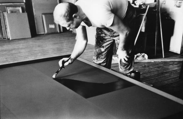 American Abstract Artist Ad Reinhardt Paints In His Studio 1961 OLD PHOTO