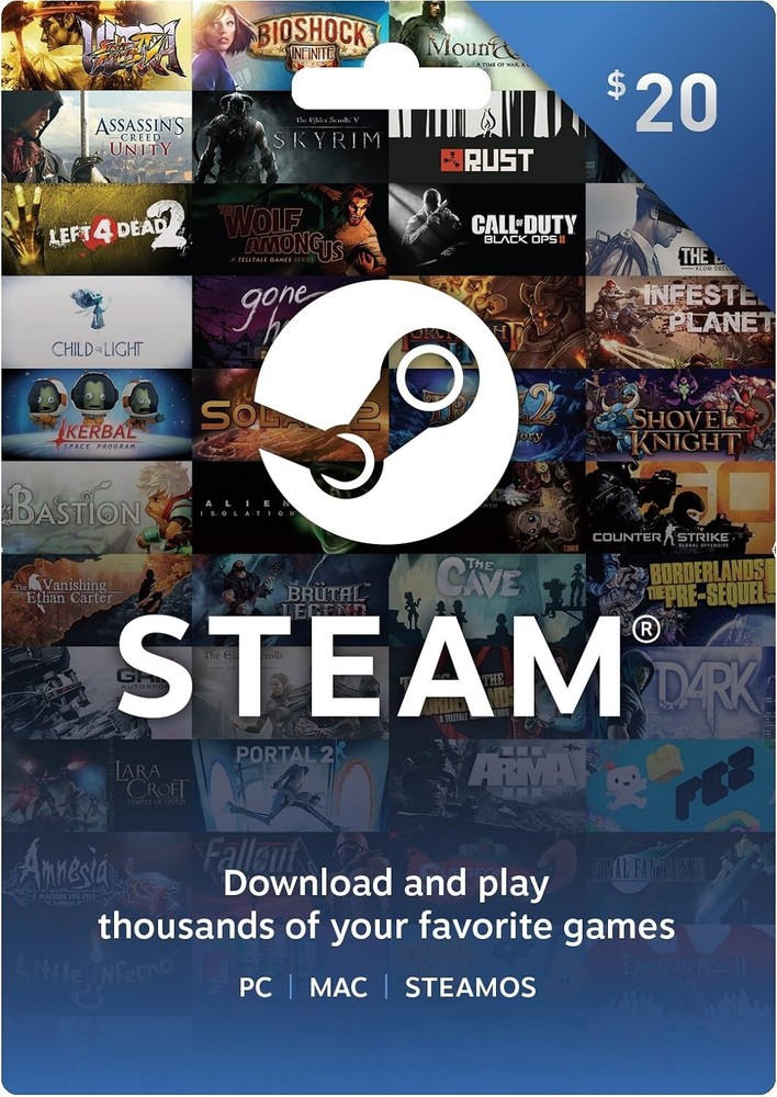 $20 Steam Gift Card for PC Games - Digital Prepaid Code-image