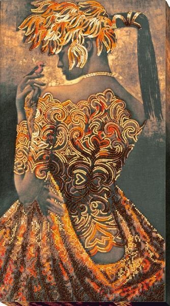 Bead embroidery kit Gold of the Night needlework kit Art canvas beadwork pattern