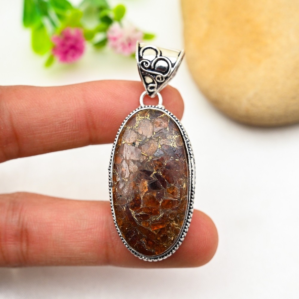 Copper Tourmaline Gemstone Pendant 925 Sterling Silver Pendant Jewelry Gift