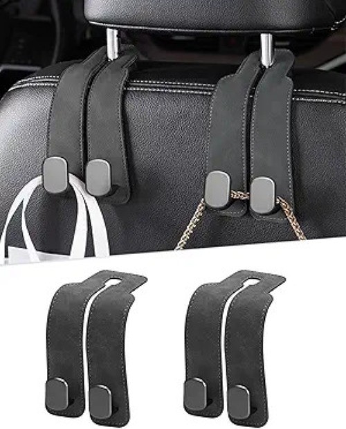 2 Pcs Car Hooks for Headrest, Adjustable Vehicle Seat Back Organizers and Storag