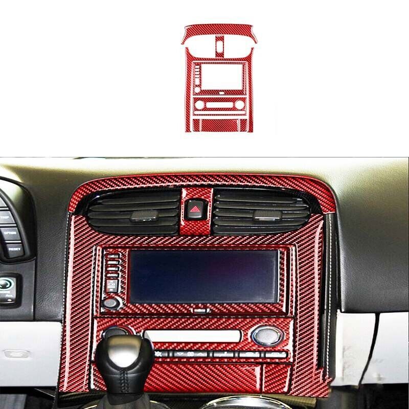 For Chevrolet Corvette C6 Center Control Panel Cover Red Carbon Fiber Type B 9X