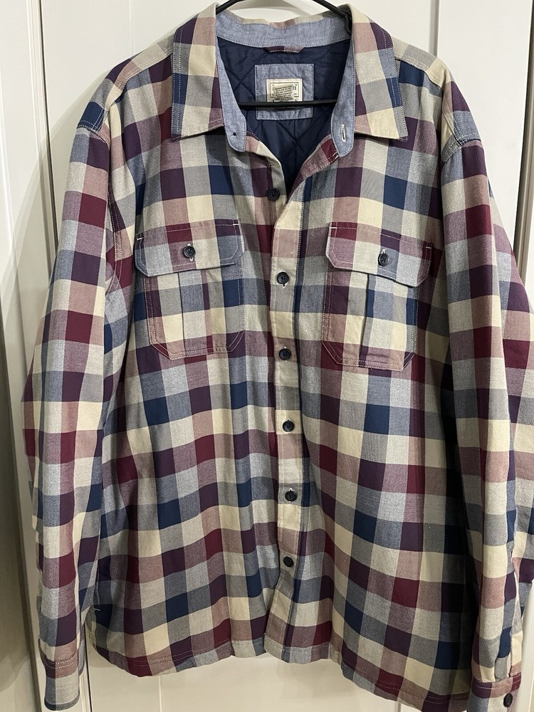 L.L.Bean Men's Slightly Fitted Quilted Insulated Plaid Flannel Jacket in 2XL