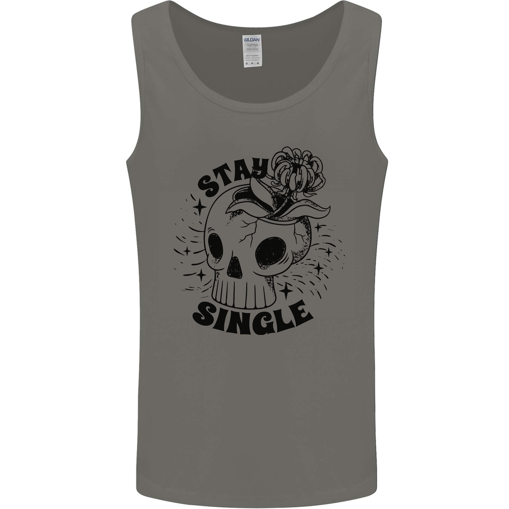 Stay Single Anti Valentines Singles Day Skull Mens Vest Tank Top