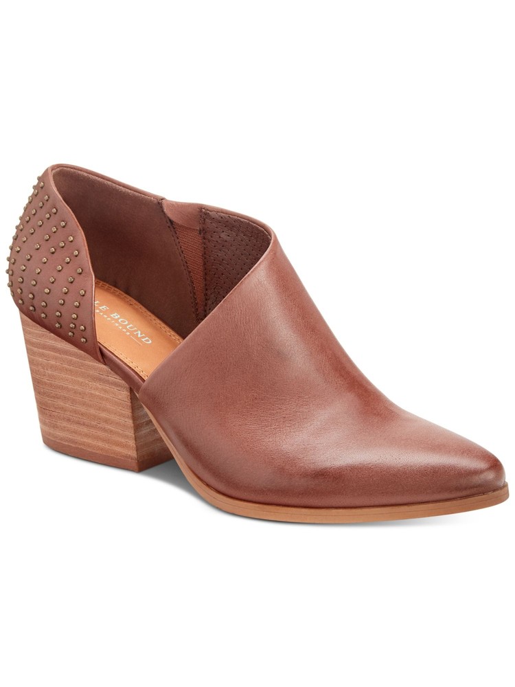 BOUND Womens Brown D Orsay  Keelin Toe Block Heel Slip On Leather Booties 6 M