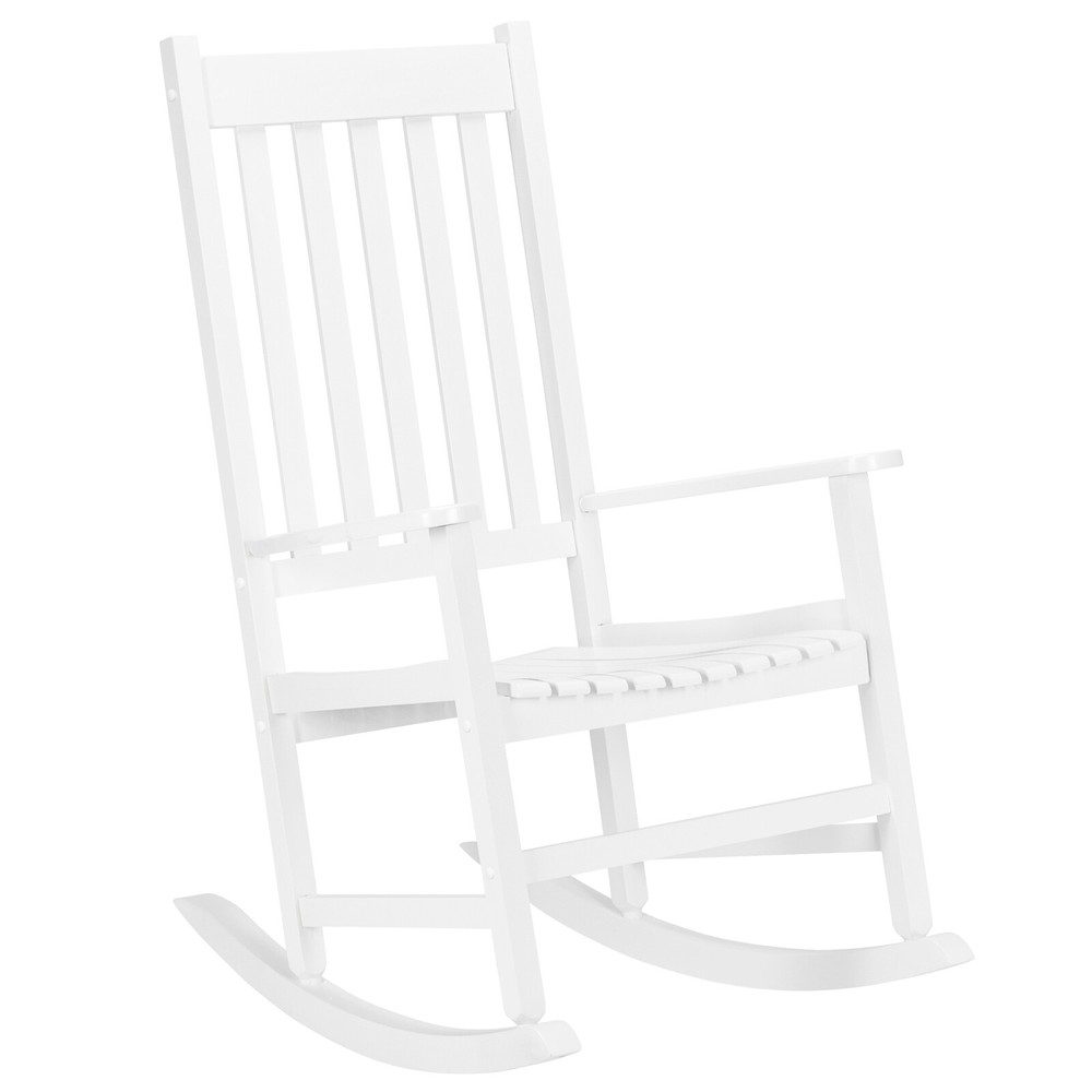 White Wooden Rocking Chair 68.5x86x115CM Classic Indoor Outdoor Furniture