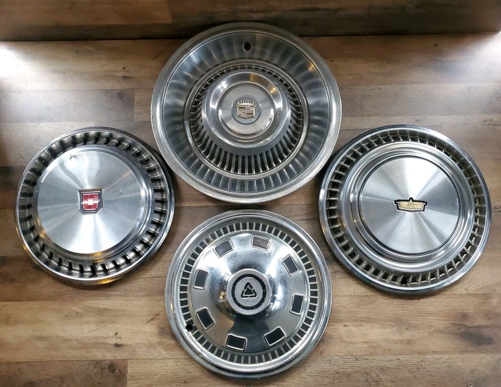 Vintage Chrome Hub Cap Wheel Cover Lot of 4 for Cadillac Chevy Good Condition