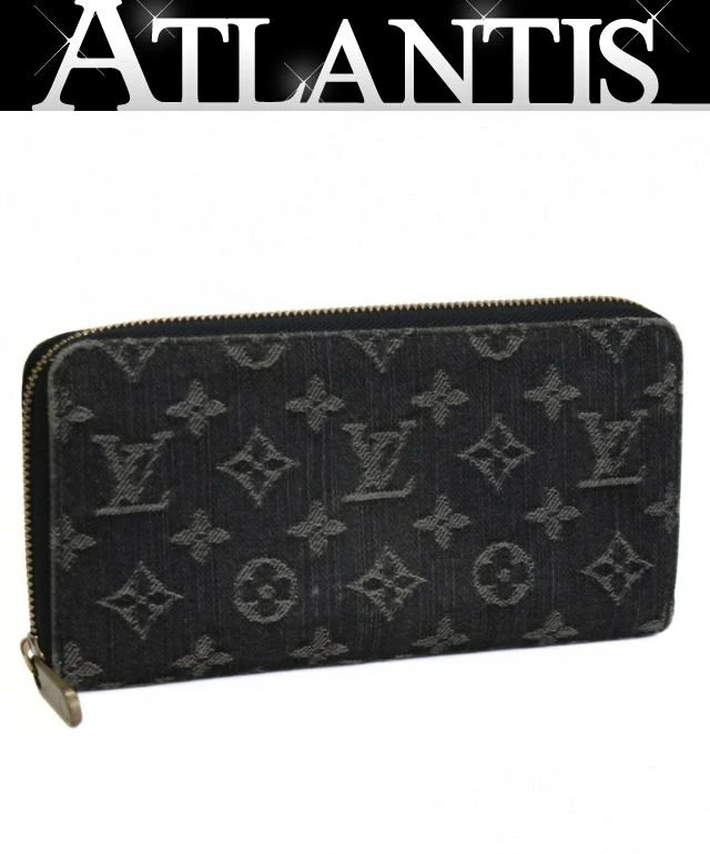 LOUIS VUITTON Zippy Wallet Monogram Denim Black Long ZIP Wallet Used