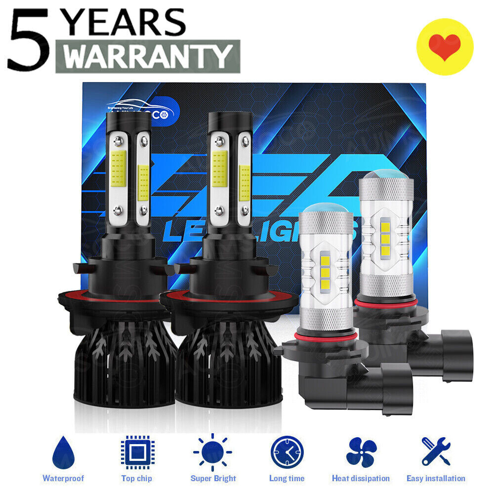 LED Headlight Bulbs Hi Lo Beam Fog Lights FOR 2007 2008 2009 Chrysler Aspen CARS