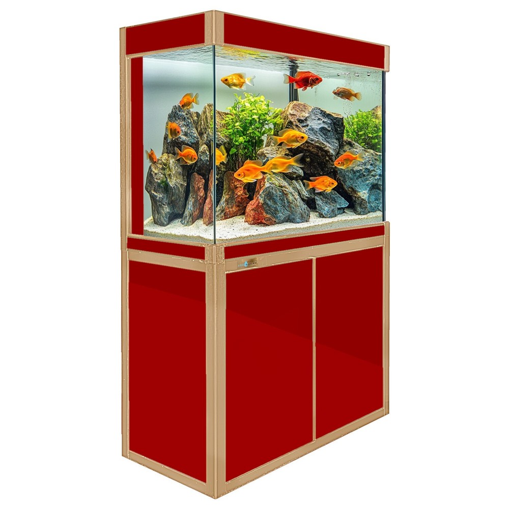 Red 110-Gallon Tempered Glass Aquarium Tank