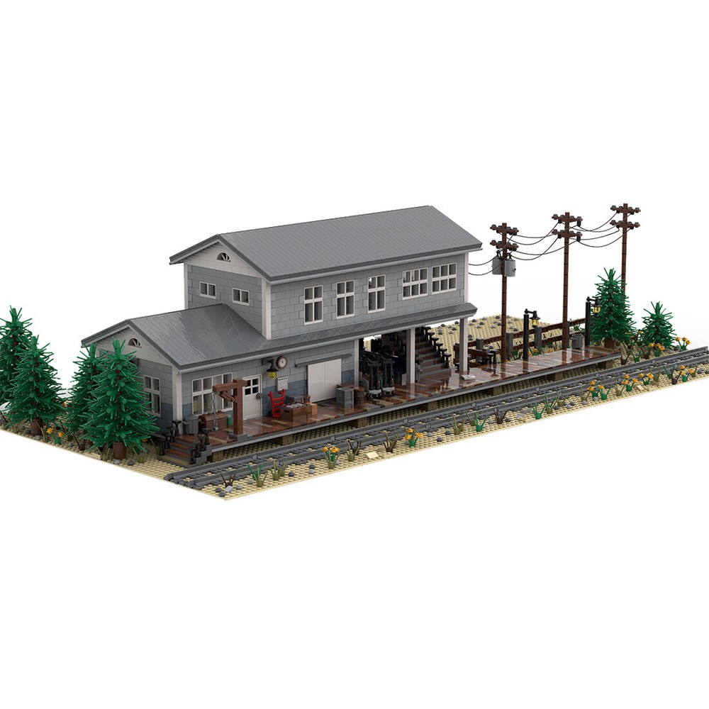 Large Train Station Modular Building with Interior 6032 Pieces MOC Build