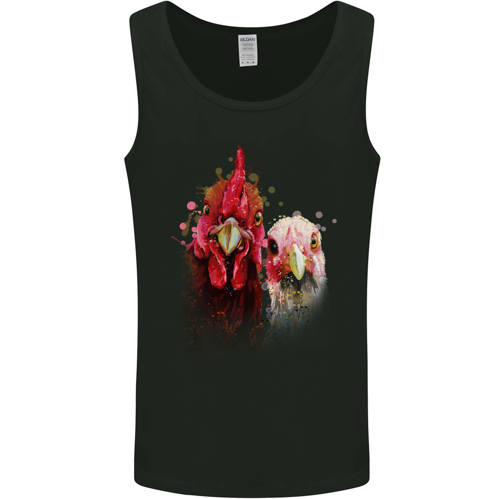 Two Colourful Chickens Watercolour Mens Vest Tank Top