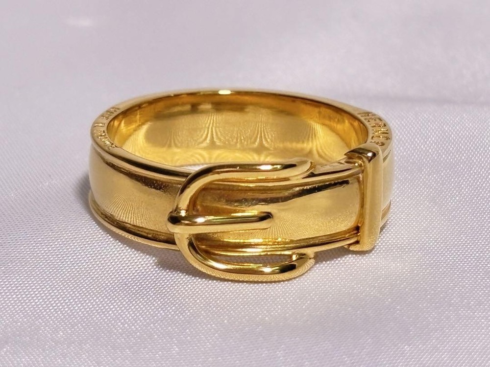 Hermes Gold Metal Scarf Ring with Belt Motif