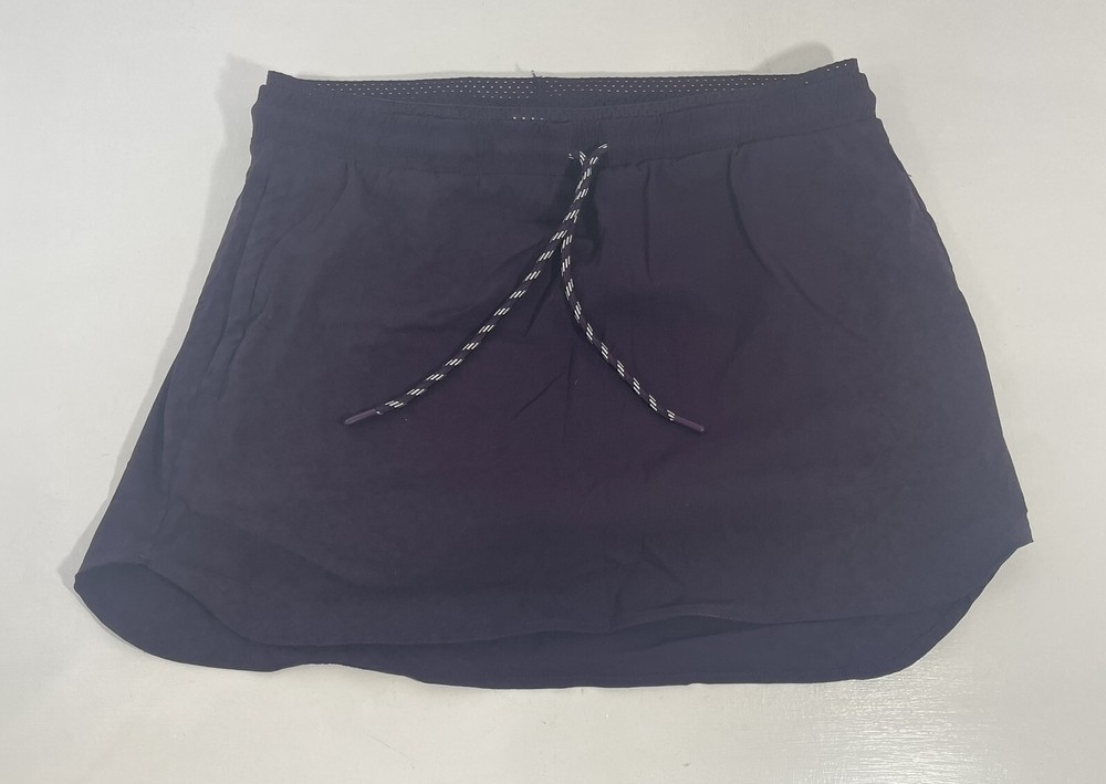 Members Mark Woven Trek Skort Large Purple Pull-On with Zips Pockets Drawstrings-image