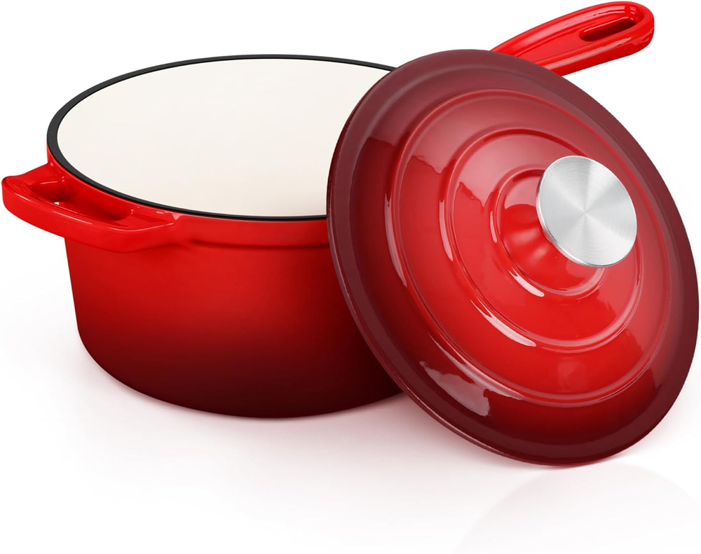 E-Far 2-Quart Enameled Cast Iron Dutch Oven with Lid