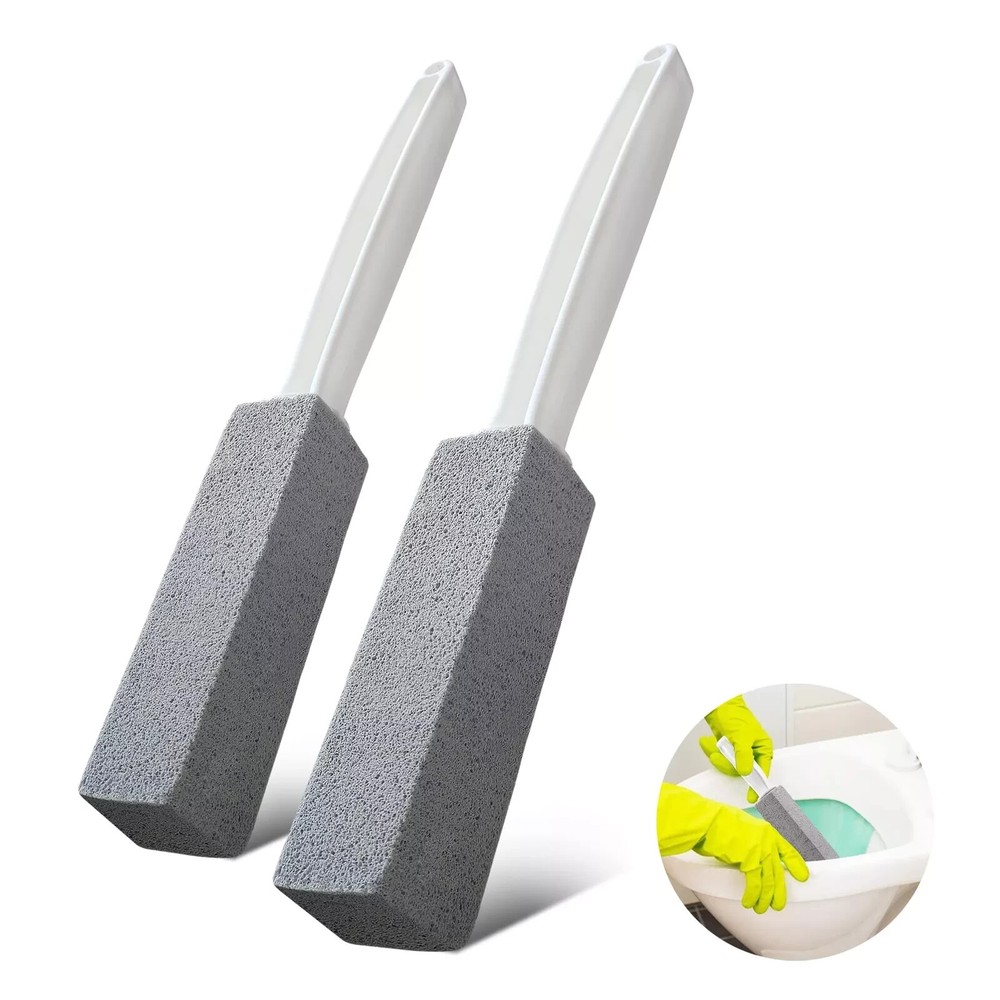 2 Ps Pumice Stone Long Handle Toilet Cleaner Tool Stain Hard Water Ring Remover