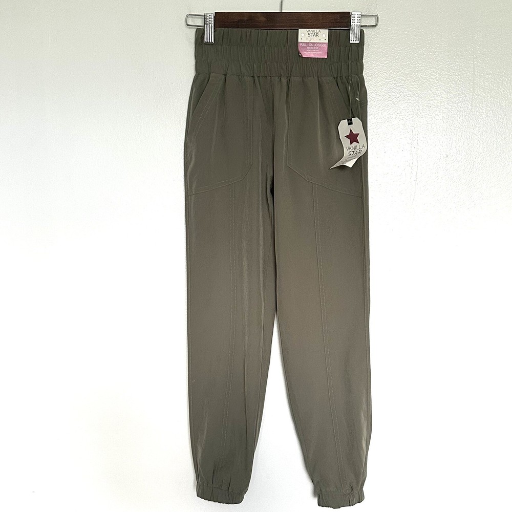 Vanilla Star Girls Pull On Jogger Pants Small Green High Rise Pockets NWT