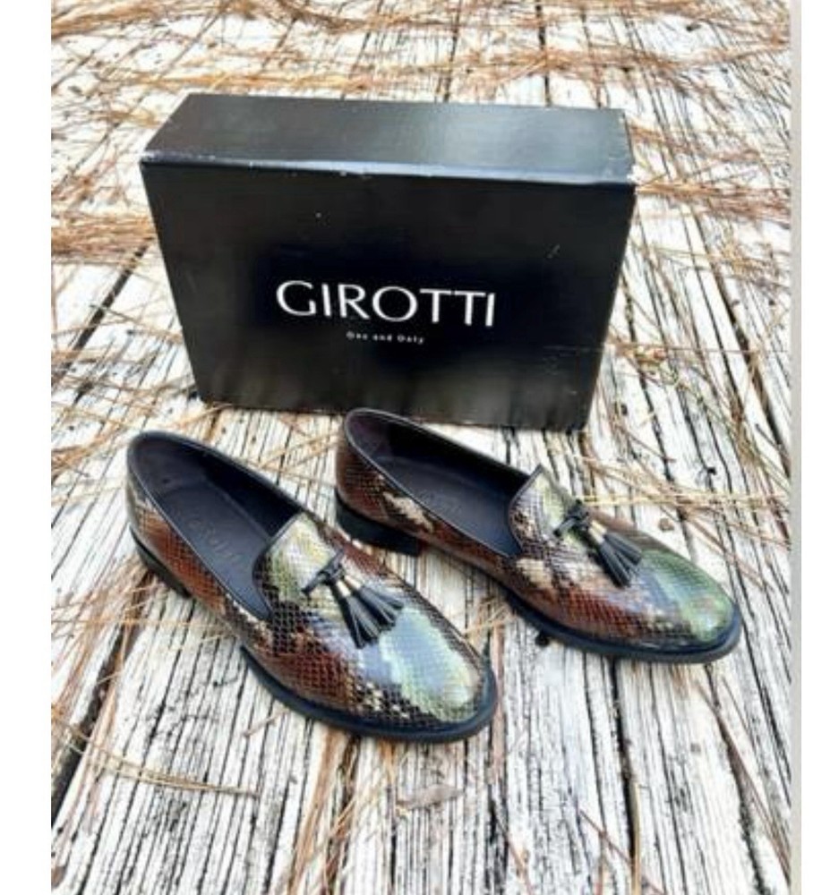 NIB Girotti Women's Custom Designed Multi Snake Print Leather Slip-On Shoes Sz39