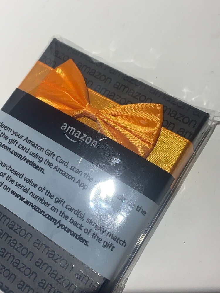 Amazon Gift Card Box Black & Orange Ribbon (Empty Box Only)-image