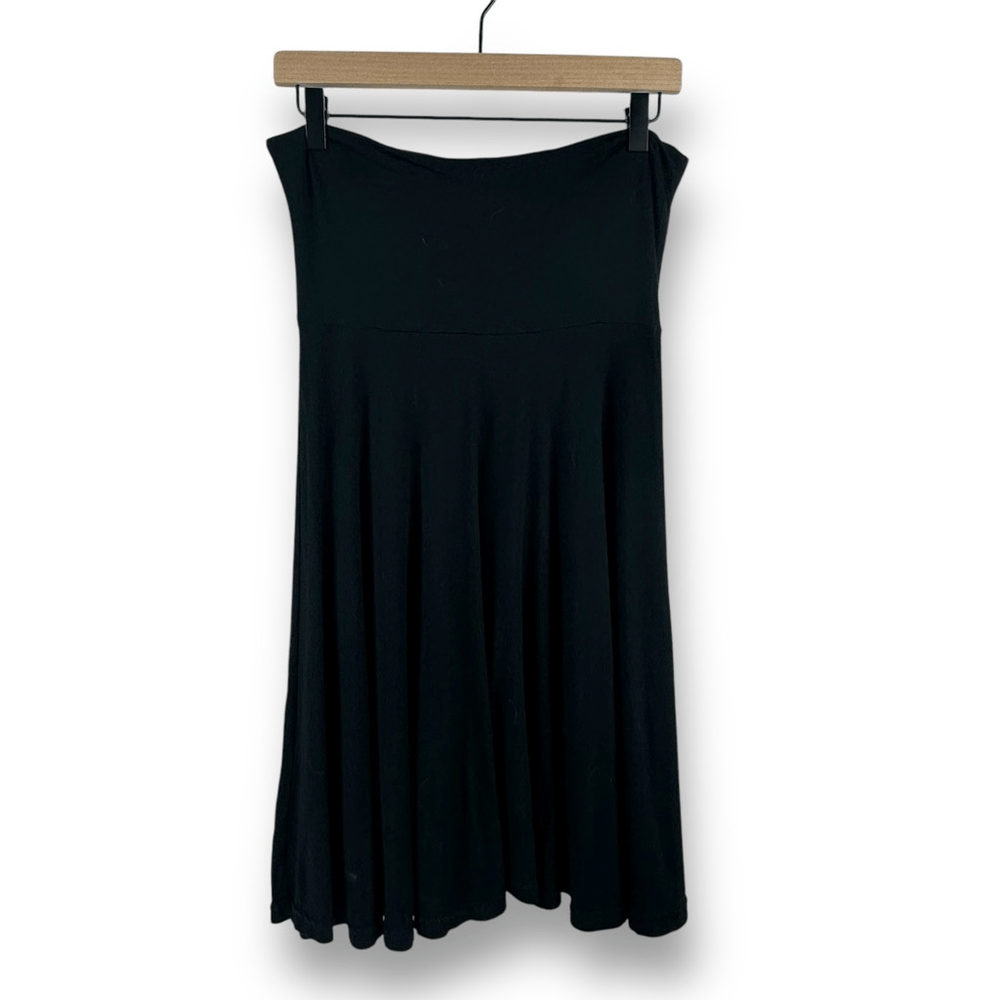 Tribal Womens M Midi Flare Skirt Solid Black Pull On Elevated Basic Comfy Casual
