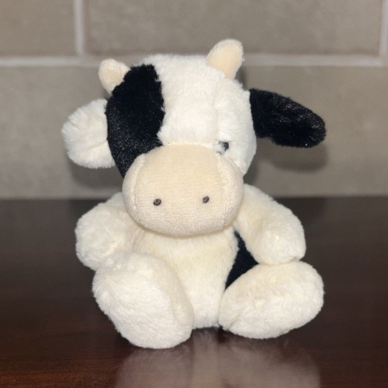 Retired Jellycat Small Black and White poppet Cow Stuffed Animal