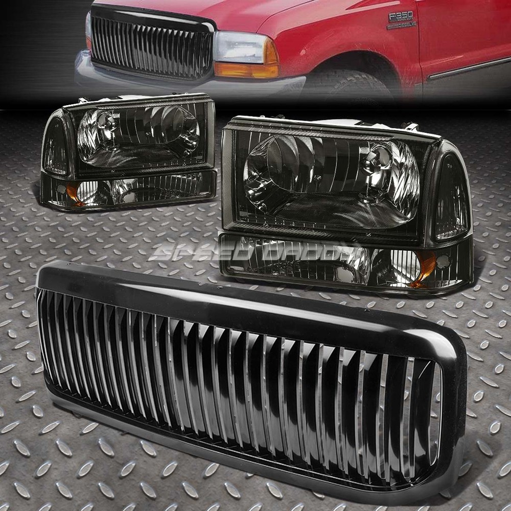 Smoked Headlight Amber Corner Bumper Light Grille Guard for 99+ Super Duty