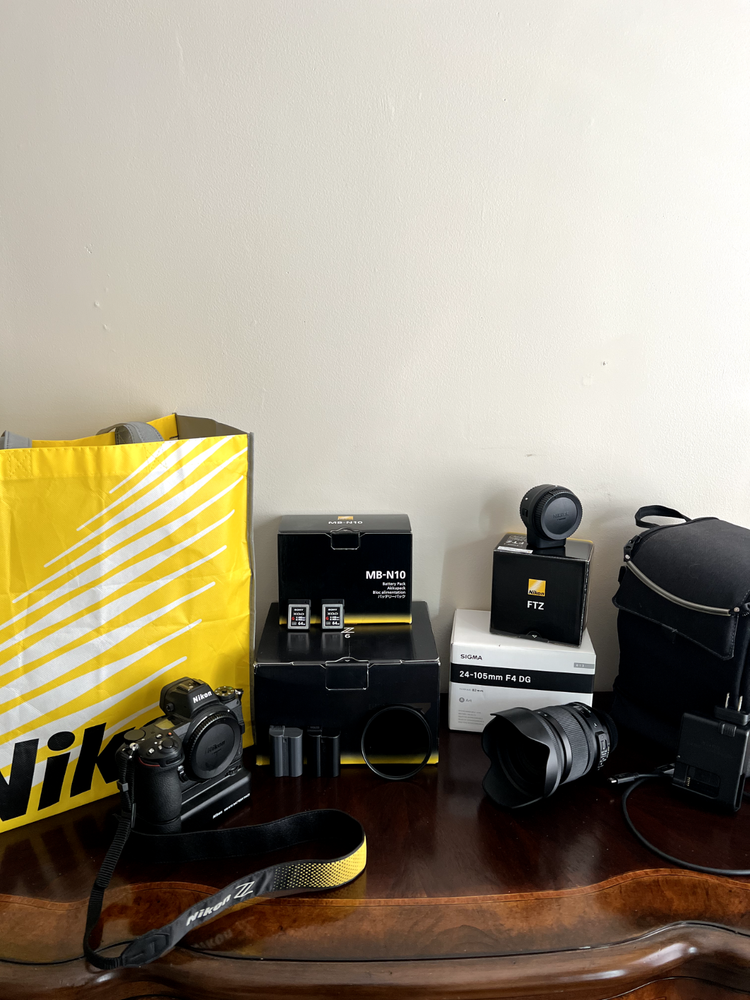 FULL SETUP Nikon Z6 w/ FTZ adapter & Sigma 24-105mm f/4, 2 XQD's & battery grip!
