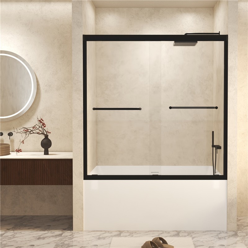 Aluminum Frame 56-60 Inch Double Sliding Shower Door with 1/4 Inch Tempered Glass