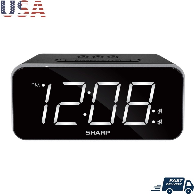 1.8in Dual Alarm Clock with LED Display, Brightness Control & Battery Backup  