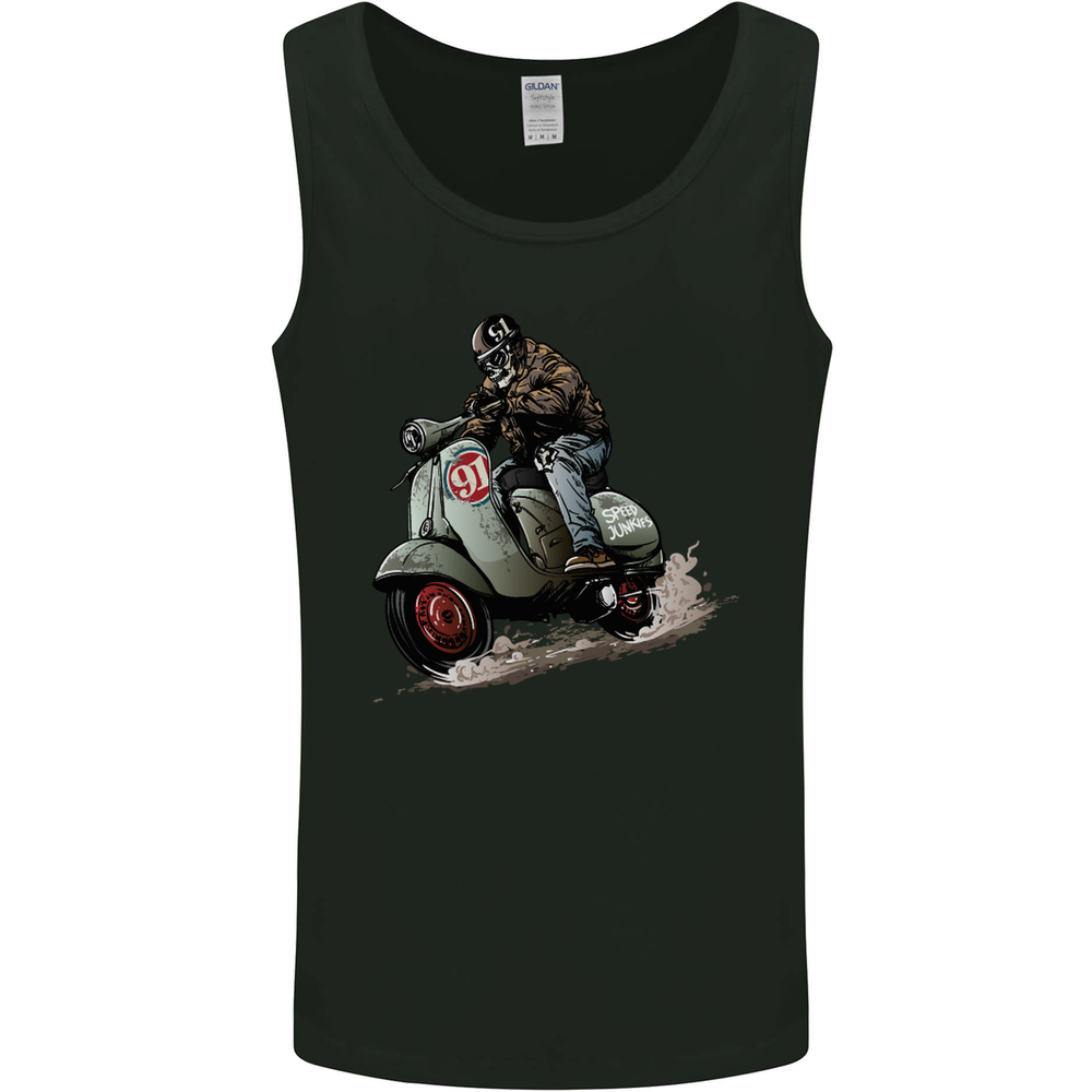 Scooter Skull MOD Moped Motorcycle Biker Mens Vest Tank Top