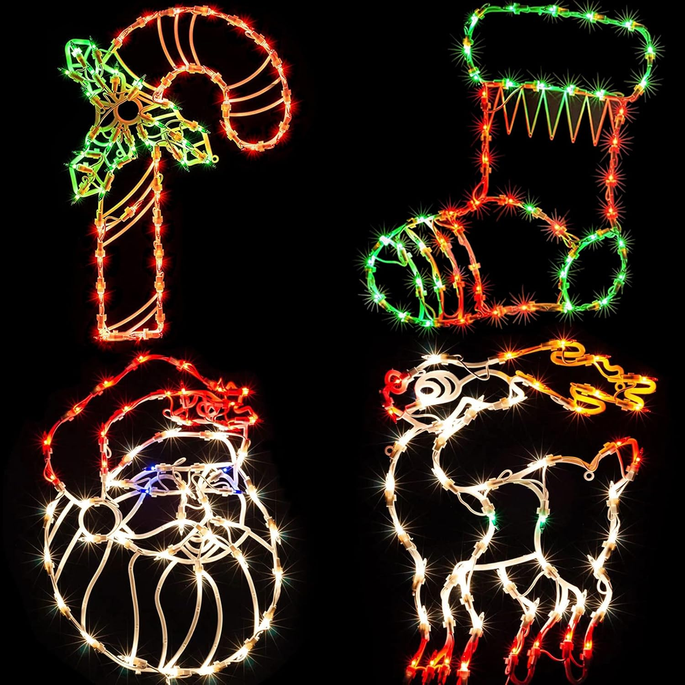 Christmas Lights - 4 Pack 16” Christmas Window Silhouette Light LED String Light