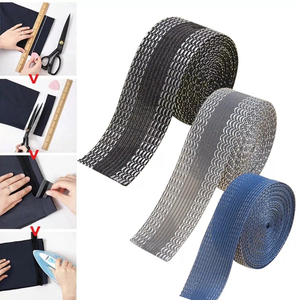 5m Iron On Hemming Tape Adhesive Fabric Fusing for Pants Trousers Jeans Clothing