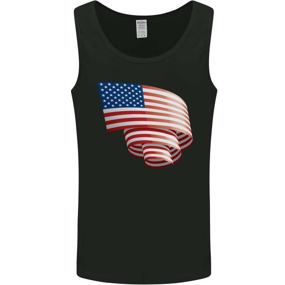 Curled USA Flag Independence Day Football Mens Vest Tank Top