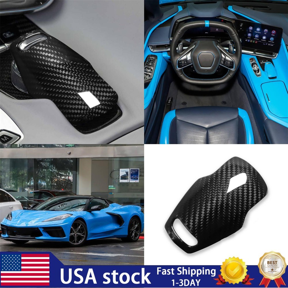 For 2020-2022 Corvette C8 Carbon Fiber Gear Shift Knob Shifter Lever Decor Cover
