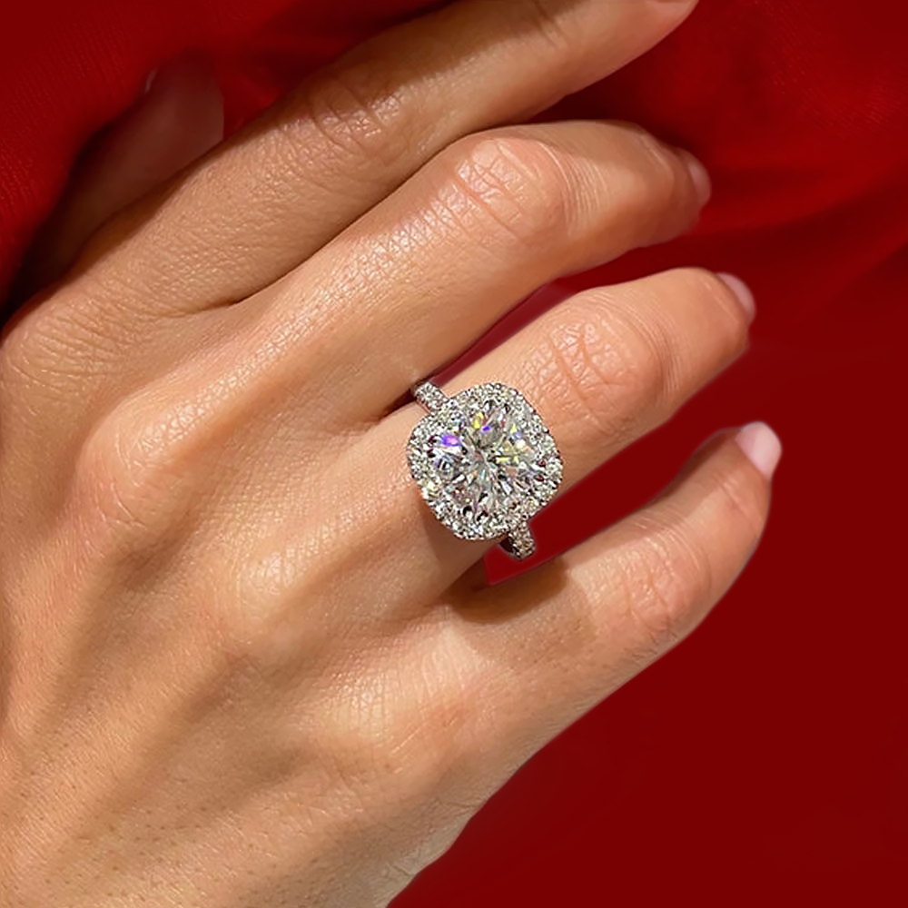 Engagement Ring 5 Carat Cushion Cut IGI Lab Created Diamond 14k White Gold