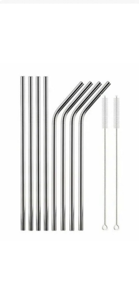 20 Reusable Stainless Steel Metal Drinking Straws with Cleaner for Parties