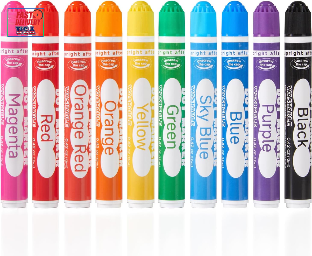 Dot Markers, 10 Colors Washable Markers for Toddlers,Bingo Daubers Supplies Kids