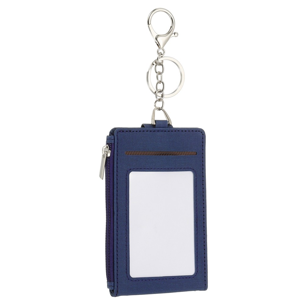 Card Holder Keychain Wallet, Leather RFID Blocking Credit Card Holder, Dark Blue
