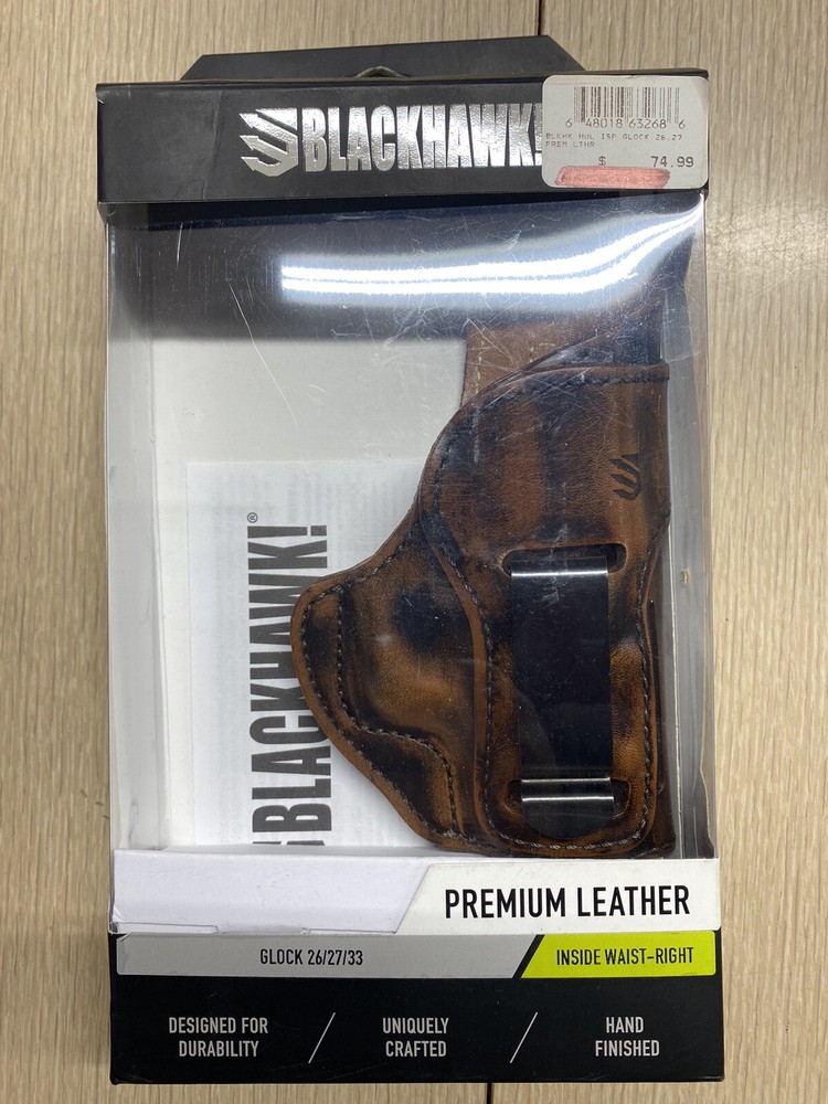 Blackhawk Premium Leather Holster IWB Glock 26/27/32 Brown Right Hand NICE