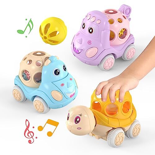 Soft Rubber Baby Car Toy with Rattle for 1-3 Year Olds