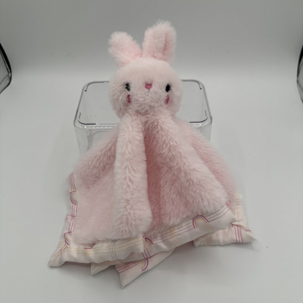 Parents Choice Pink Bunny Rabbit Plush Baby Security Blanket Lovey Rainbow Satin