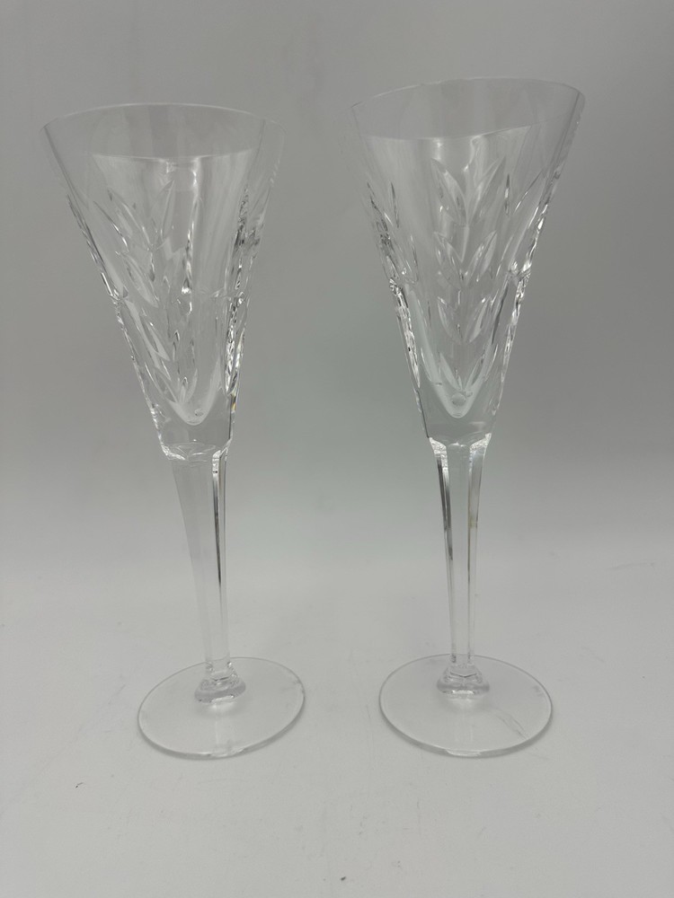 Waterford Crystal Champagne Flutes Set of 2 Elegant Stemware
