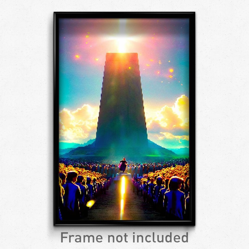 8-Bit Psychedelic Pixel Art Poster - Bountiful Rise Video Game Print