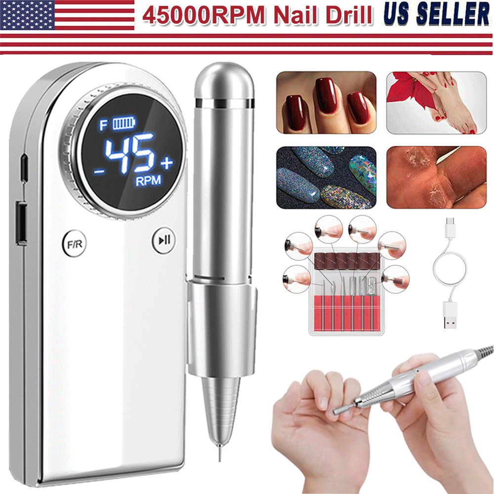 New 45000RPM Electric Nail File Drill Manicure Tool Pedicure Machine Set US Sell