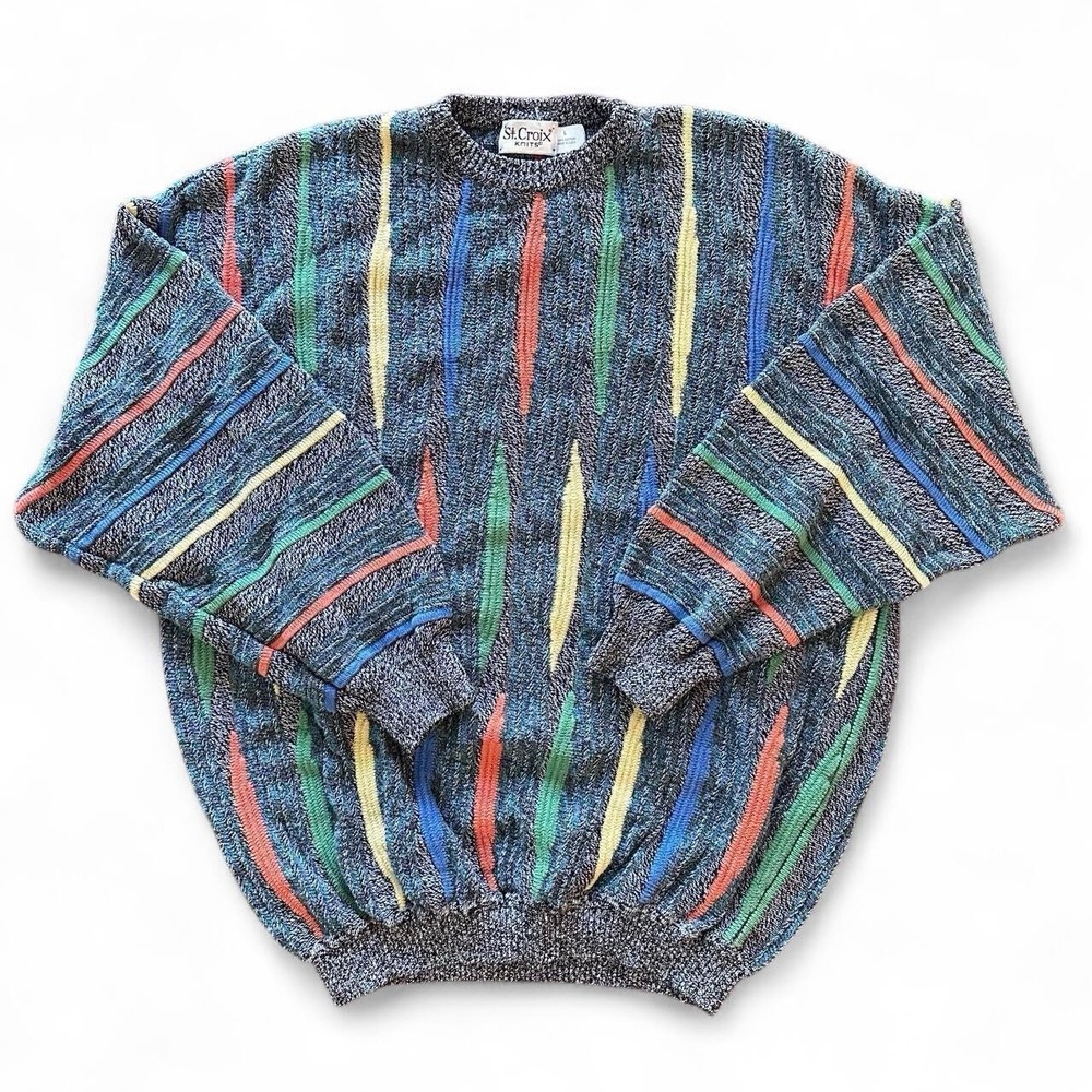VTG St. Croix Multicolor Sweater Coogi Style Crew Neck 90’s USA Men’s Sz L