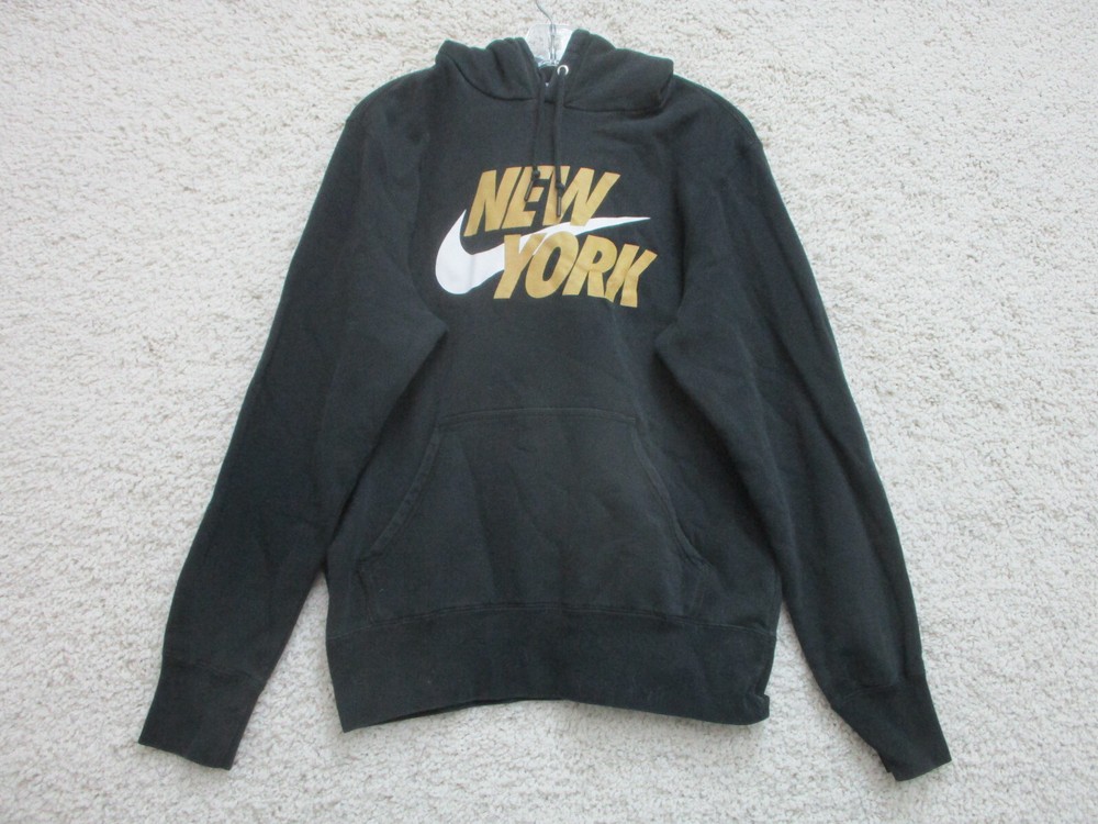 Nike Sweater Small Adult Black New York Hoodie Pullover Pockets Swoosh Mens S
