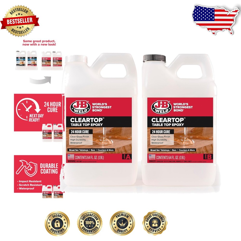 Crystal Clear Pour-On Epoxy Resin - 1 Gallon DIY Kit for Crafting & Restoration